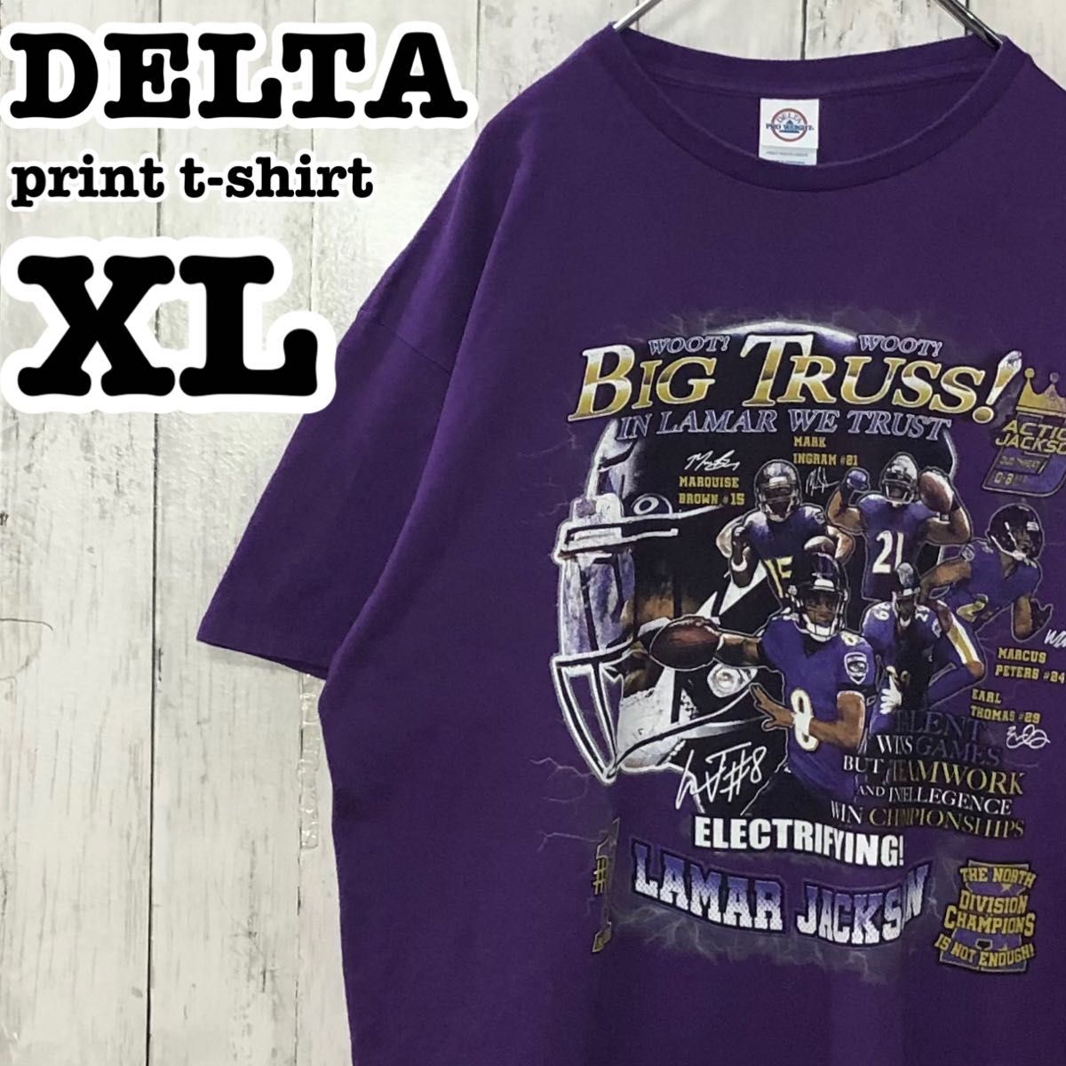 デルタ アメリカ古着 アメフト プリント 半袖Tシャツ XL|PayPayフリマ