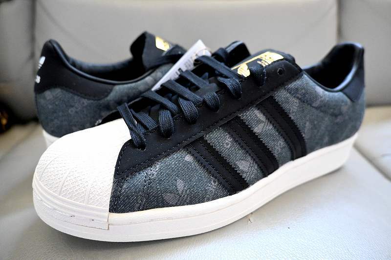 新品未使用 adidas Originals アディダス SUPERSTAR スーパースター DENIM デニム atmos グレー ブラック US10 28センチ 定価13,200円