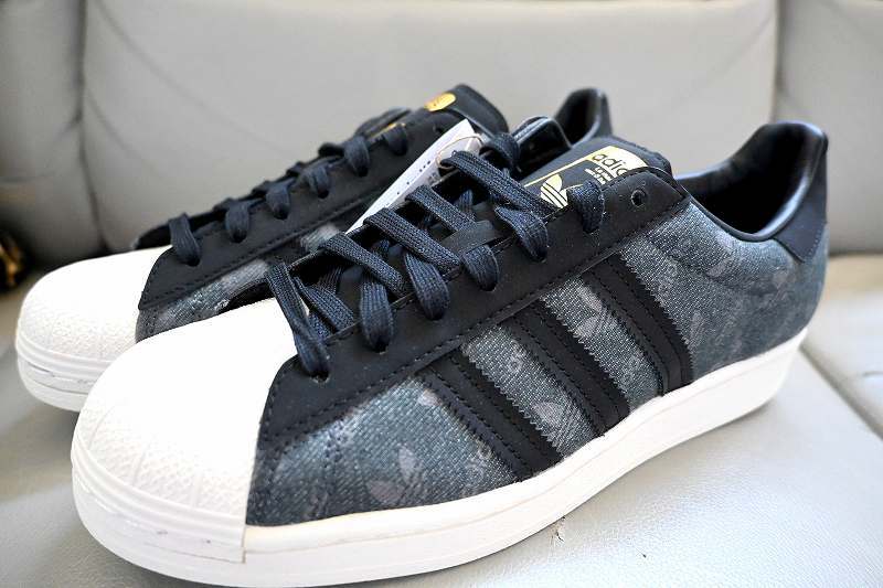 新品未使用 adidas Originals アディダス SUPERSTAR スーパースター DENIM デニム atmos US10 28センチ 定価13,200円 グレー ブラック_画像2