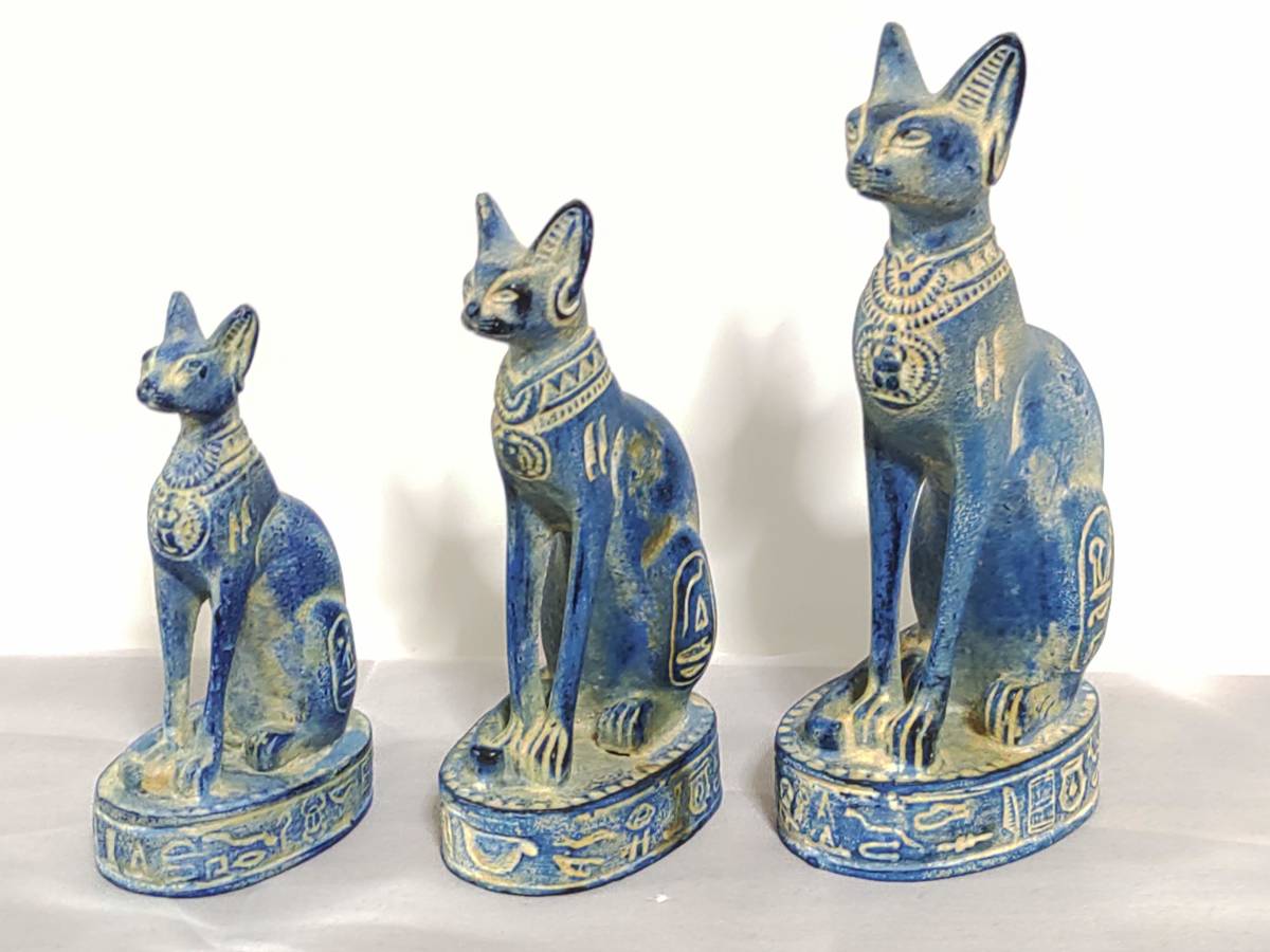 特別発掘品】バステト 石像 古代エジプト 猫神 青 ヒエログリフ 特別発掘品】バステト 石像 古代エジプト 猫神 青 ヒエログリフ