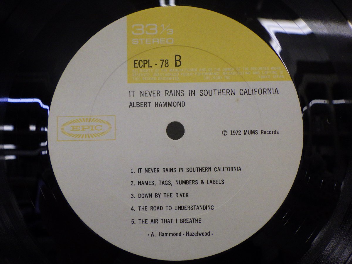 LP レコード Albert Hammond アルバート ハモンド IT NEVER RAINS IN SOUTHERN CALIFORNIA 【E-】 E6890N_画像6