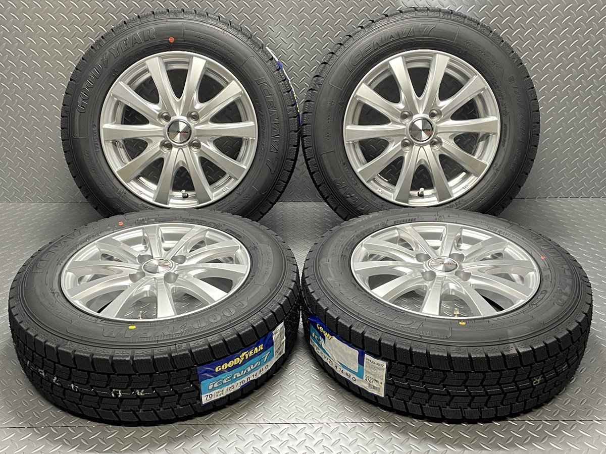 【新品】weds ravrion RS01 14x5.5J+38 PCD100 GOODYEAR ICENAVI7 175/70R14 アイスナビ7アクア シエンタ フィット(22120098)$_画像1