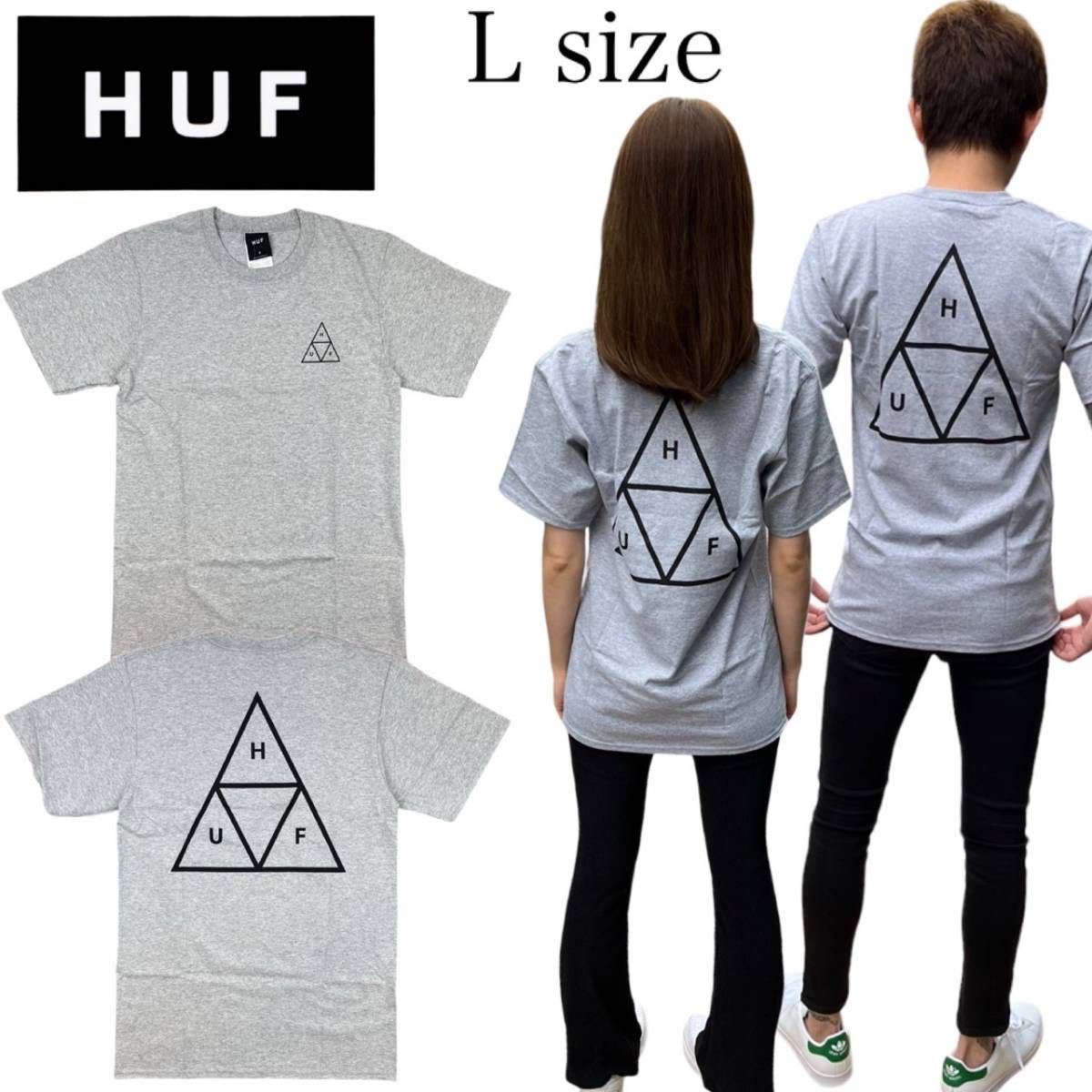 ハフ 半袖 Tシャツ TS01751 クルーネック プリントロゴ グレー Lサイズ 三角ロゴ ユニセックス HUF ESSENTIALS TT S/S TEE 新品