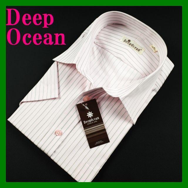 ４７Deep Ocean半袖レギュラーカラーシャツ 43 ストライプピンクの画像1