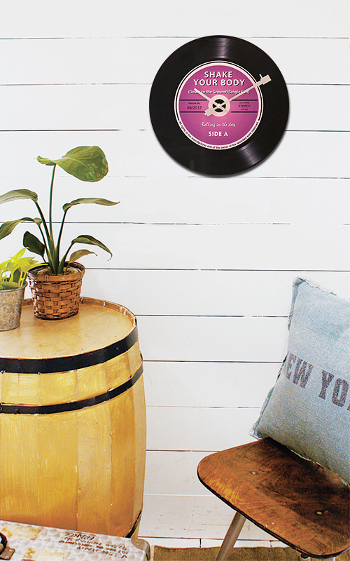 レコード ウォールクロック (パープル) 紫 壁掛け時計 アナログ盤 LPレコード 音楽 プレゼント 西海岸風 インテリア アメリカン雑貨