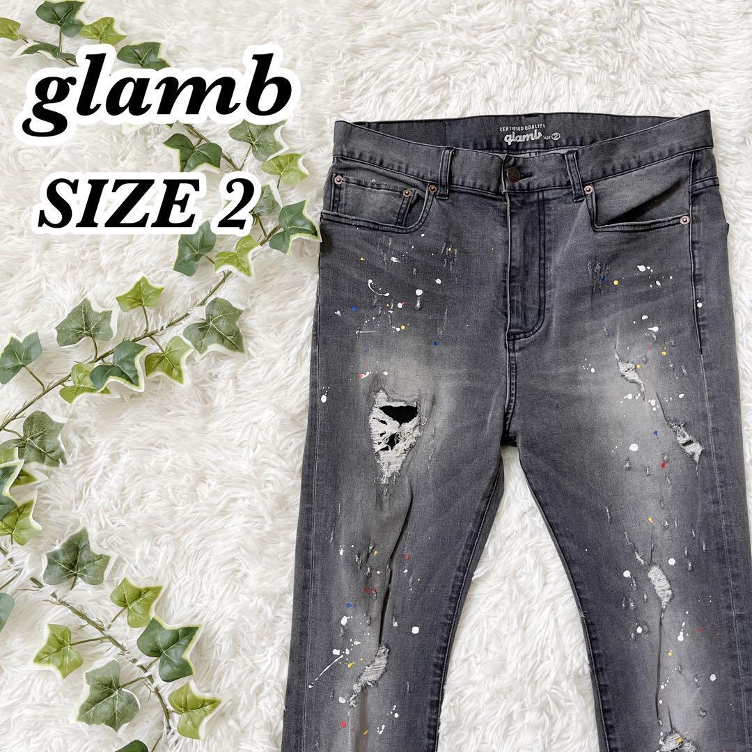 大人気特価】 glamb - glamb デニム クラッシュ 2 ブラックデニムの
