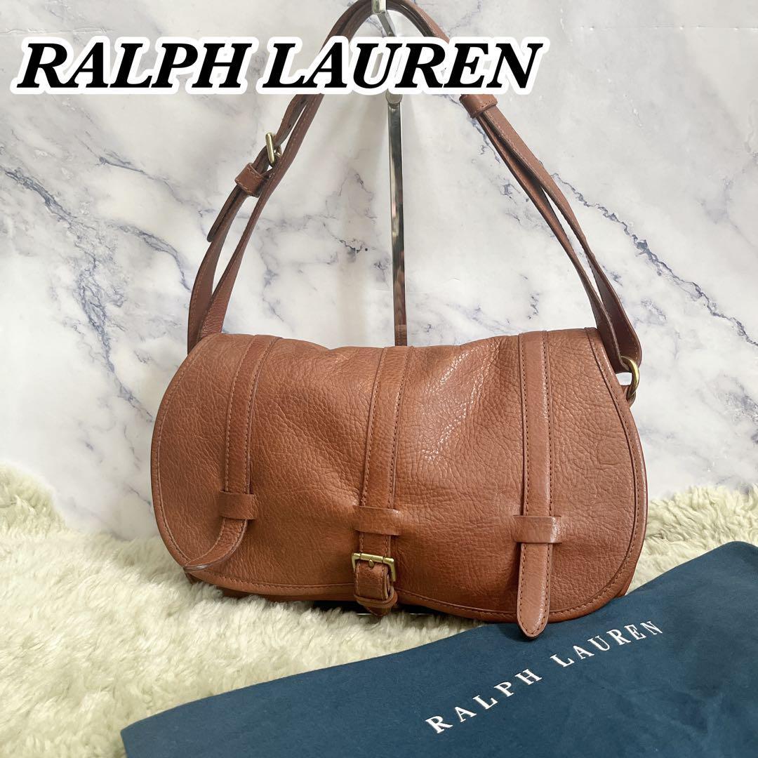 送料無料　希少品　オールド　Ralph Lauren 　ラルフローレン　オールレザー　ハンドバッグ　ブラウン　ビンテージ　韓国製　保存袋付き