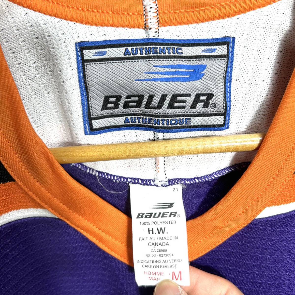 ■ BAUER AHL Lehigh Valley Phantoms ファントムズ アイスホッケー ユニフォーム ホッケーシャツ サイズM 紫 パープル 古着 ストリート ■_画像9