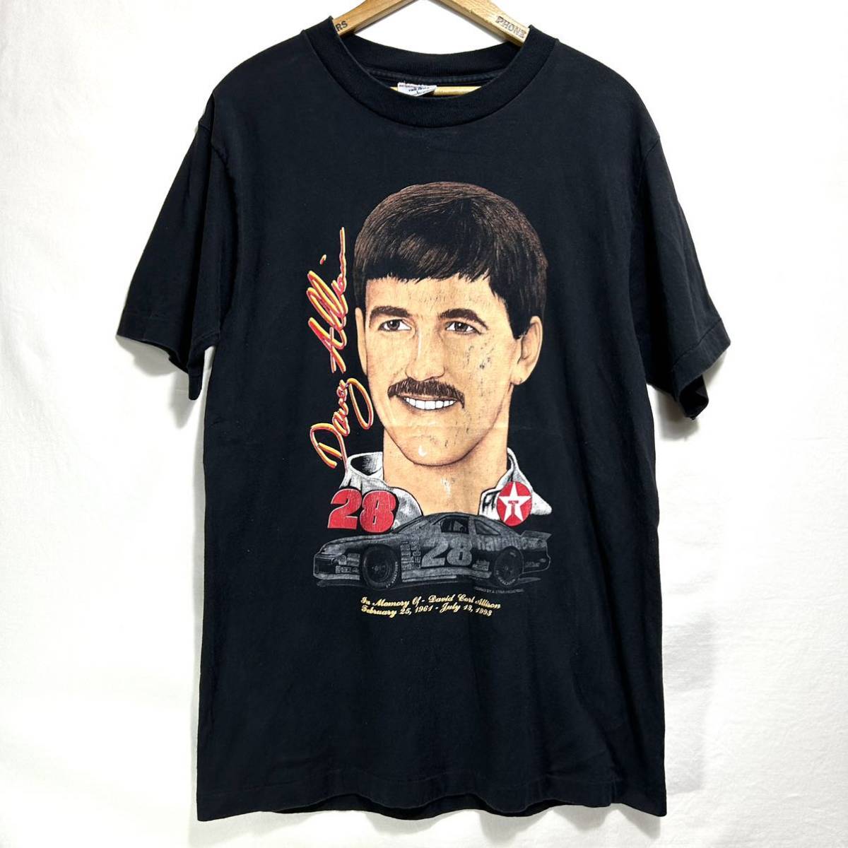 ■ 90s 90年代 USA製 ビンテージ SOF TEE Davey Allison デイヴィー アリソン #23 レーシング 半袖 Tシャツ サイズL NASCAR ナスカー■ の画像1