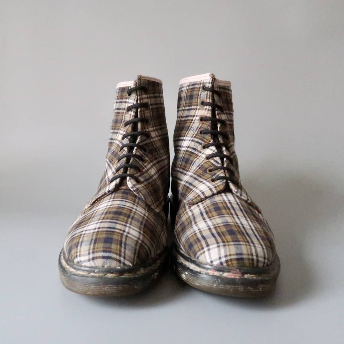 特価ブランド カーキグリーン系タータン Martens オールドDr. 80's