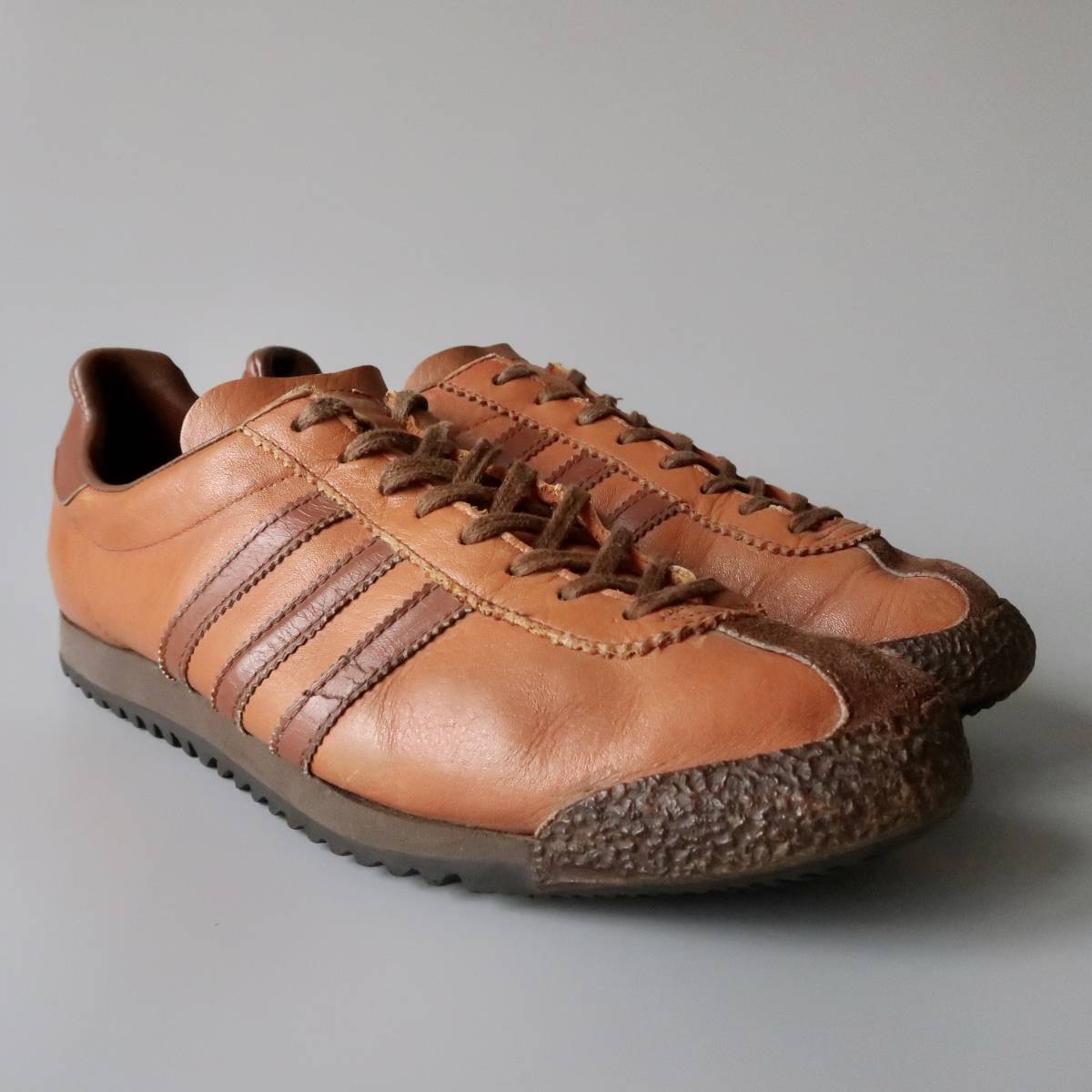  You Goss la Via made 70\'s adidas [San Francisco] leather upper sneakers orange Brown inscription US12/ Vintage San Francisco 