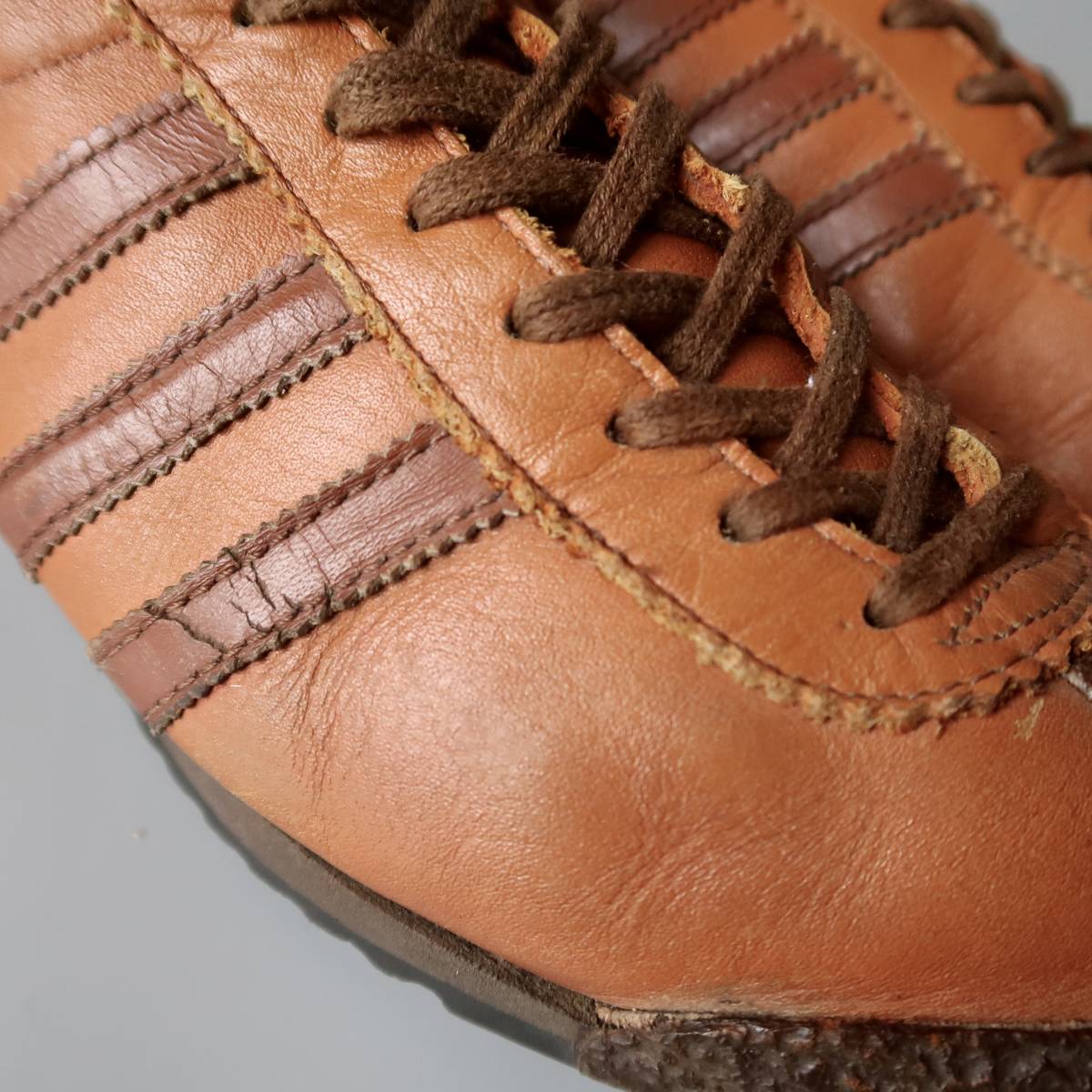  You Goss la Via made 70\'s adidas [San Francisco] leather upper sneakers orange Brown inscription US12/ Vintage San Francisco 