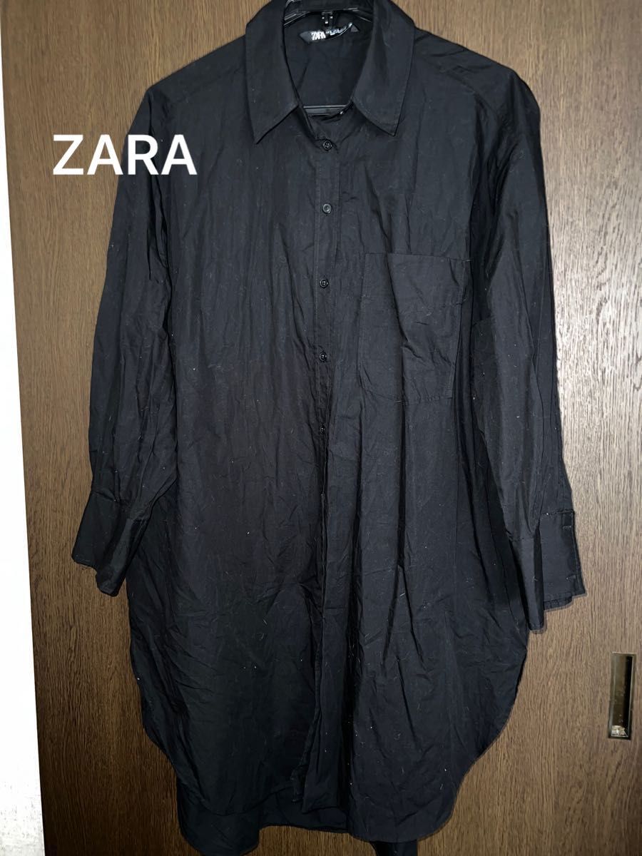 シャツワンピース　黒シャツ　長袖　新品同様　シンプルビッグシャツ　ZARA  L  ヨウジヤマモト　