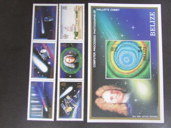①　ハレー彗星コレクション　ベリーズ　6種完+小型　1986.4.・_画像1