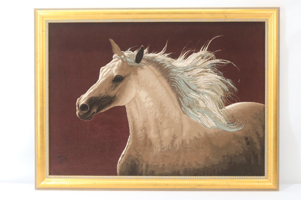絵画 ペルシャ絨毯 イラン タブリーズ アリナサブ工房 白馬 Uma 絵画 ペルシャ絨毯 イラン タブリーズ アリナサブ工房 白馬 Uma
