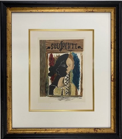 【特価】　≪　　ジョルジュ ブラック　　≫　　リトグラフ【石版画】 　 SOUSPENTE 　 1963年 　GEORGES BRAQUE_画像1