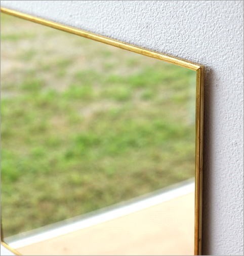鏡 壁掛けミラー アンティーク おしゃれ ウォールミラー ゴールド 正方形 40×40cm 薄型 日本製 アンティークな真鍮のウォールミラーB_画像3