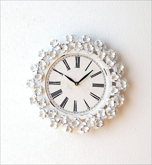 壁掛け時計 壁掛時計 掛け時計 掛時計 おしゃれ ウォールクロック アンティーク かわいい シャビー アイアンフラワークロック_画像6