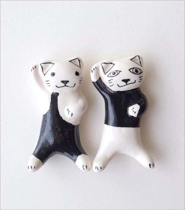 箸置き 陶器 置物 ネコ ねこ 猫 オブジェ ペア セット かわいい モノトーンネコの箸置き 2個セット 送料無料(一部地域除く) msg2449 