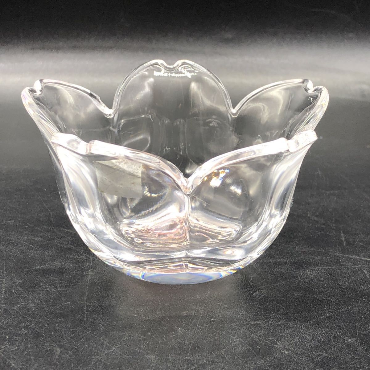 HOYA crystal маленькая миска 5 покупатель комплект .. клей розовый стекло горшок Showa Retro посуда изначальный с коробкой O26