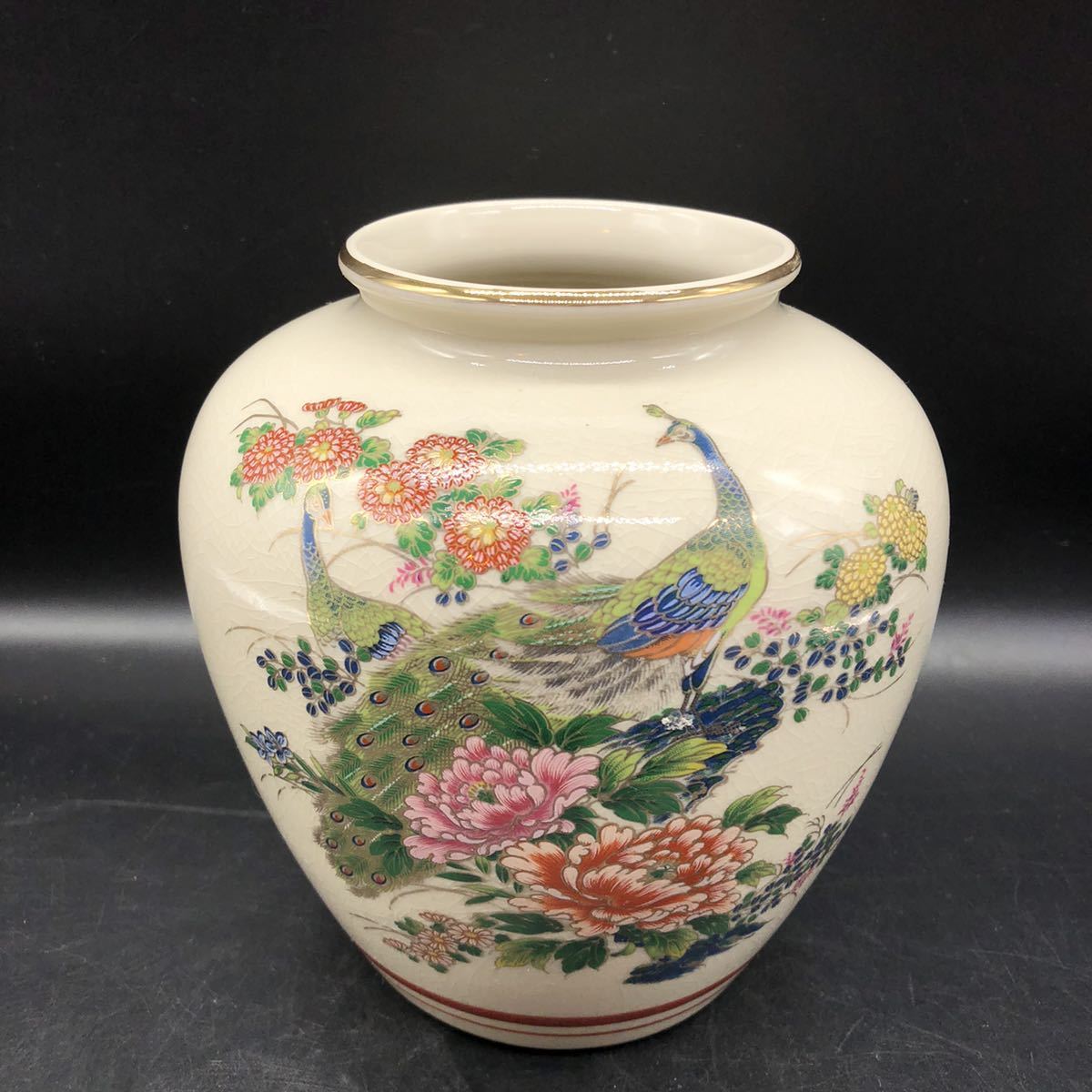 最初の 九谷焼 花瓶 仙龍 孔雀絵 ヴィンテージ品 aaramrodrigues.com.br