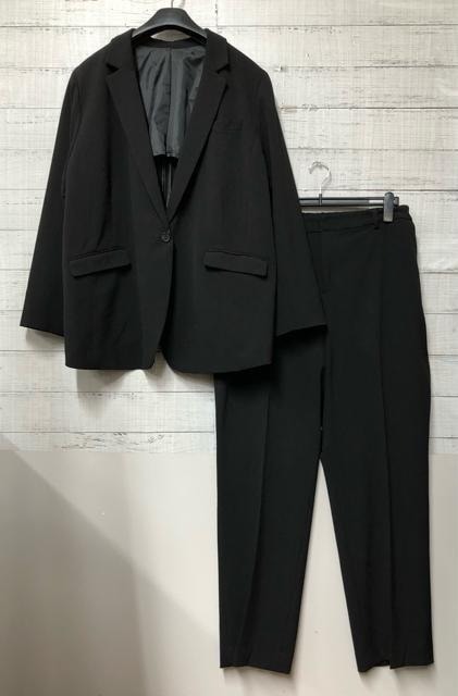 新品 6L黒無地ストレッチパンツスーツお仕事やフォーマルに g374