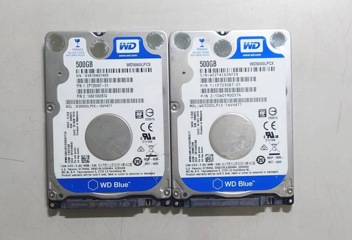 KN3852 【中古品】 WesternDigital WD5000LPCX 500GB 2個セット_画像1