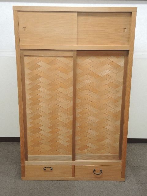 739/○網代 茶水屋 置水屋 煎茶棚 置炉 木製 茶箪笥 水屋棚 茶道具 美