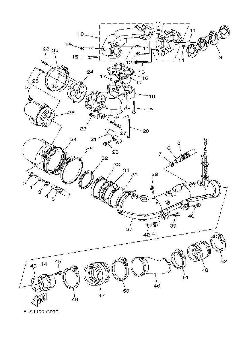 YAMAHA FXHighOutput'07 OEM section (EXHAUST-1) parts Used [Y8775-38]_画像3