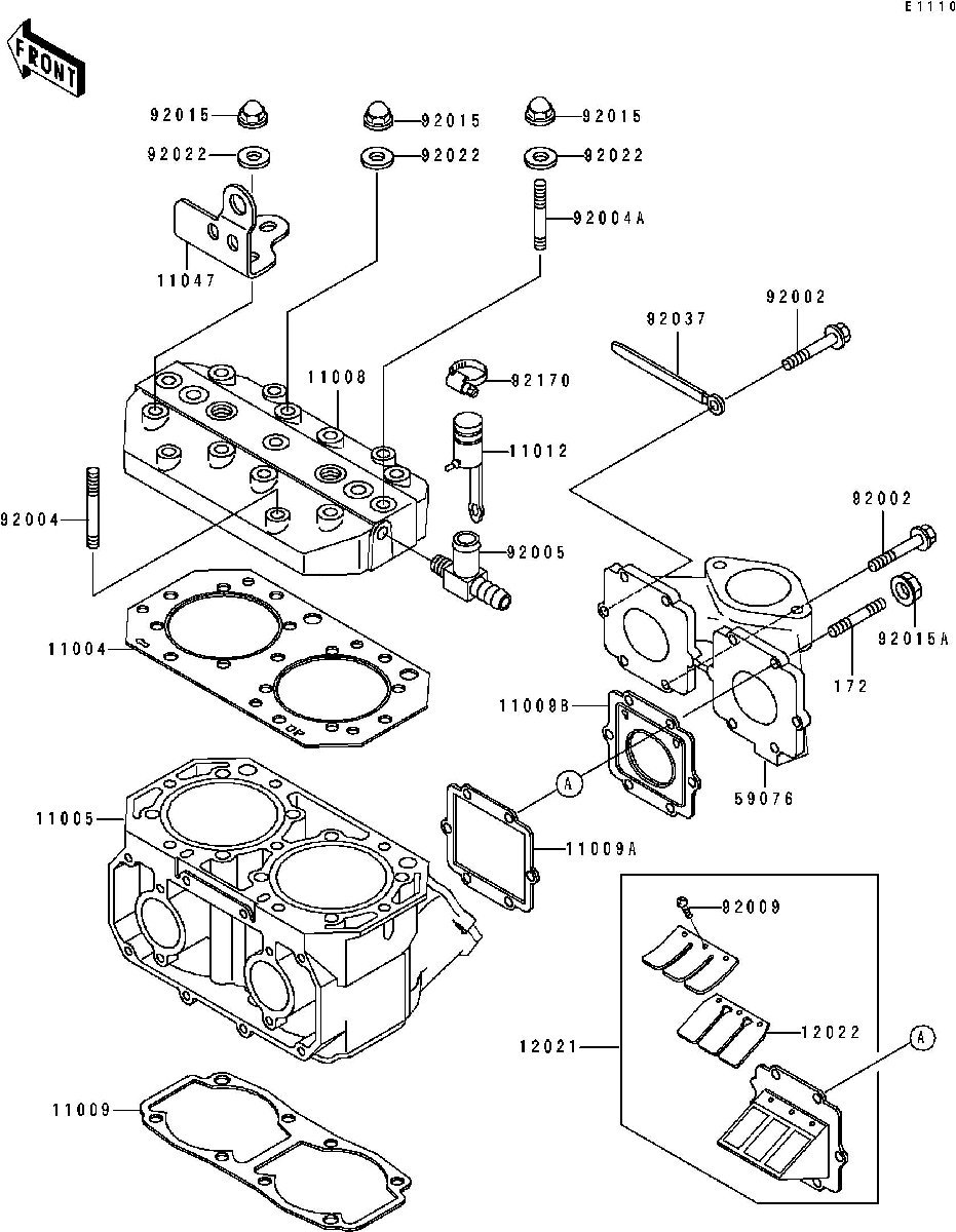 Kawasaki 550SX'95 OEM section (Cylinder-Head_Cylinder) parts Used [K0331-19]_画像3