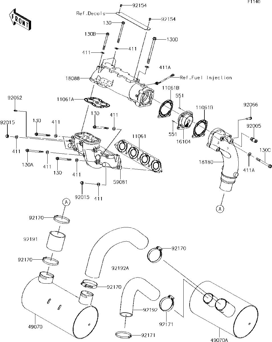 Kawasaki ULTRA310LX'15 OEM section (Mufflers) parts Used [K5974-40]_画像3