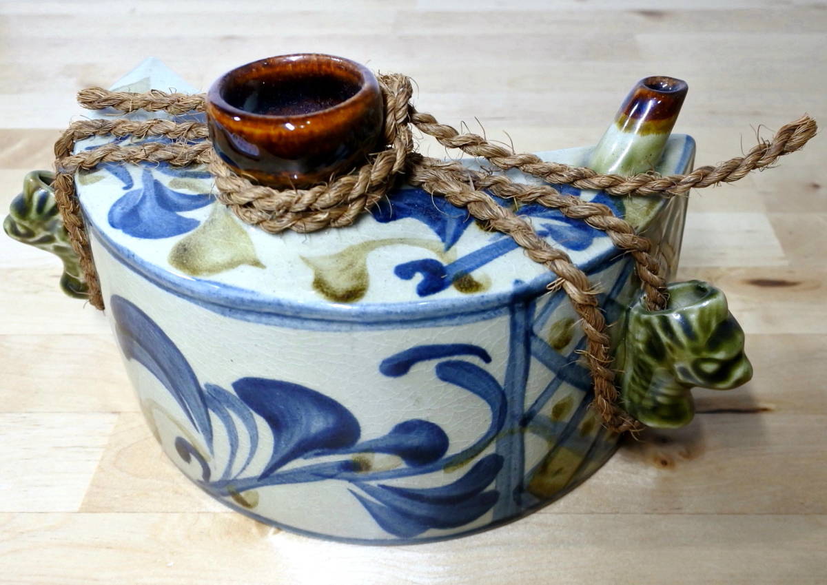 琉球焼中城窯沖縄やちむん朝日陶器幅18.8cm 徳利とっくり酒器花器