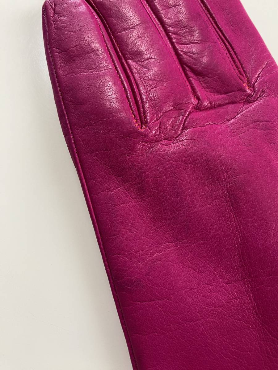 [ beautiful goods ] Italy CERUMO ne-ta lady's leather glove leather gloves purple size 7 cashmere lining SRMONETA GLOVES