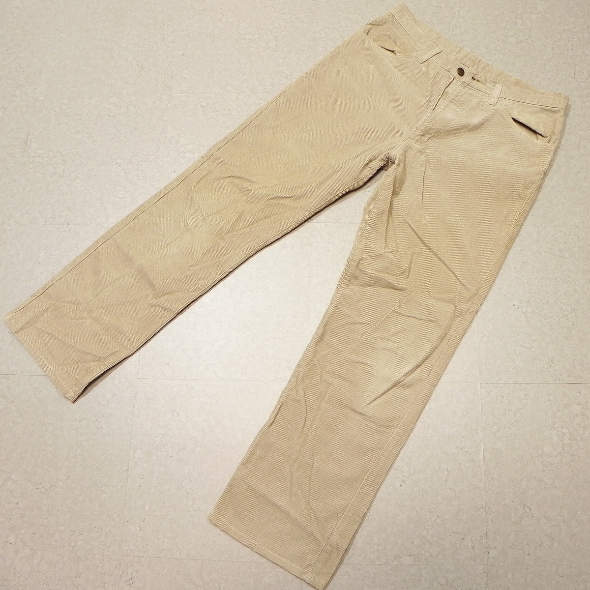 j146★【日本製】90s ビンテージ WRANGLER ラングラー M1136 コーデュロイパンツ 35 古着 薄いベージュ系★即決★_画像1