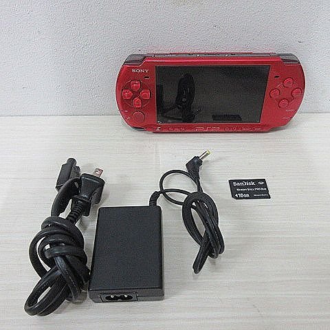◆ PSP / PSP-3000 / レッド / 充電器 16GB メモリーカード付き / ソニー / 本体 / ゲーム / 現状品 / レア品 / 貴重 / 当時物 / 希少 ◆