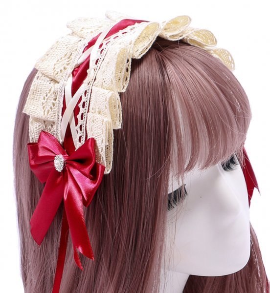  free shipping anonymity shipping * Katyusha head dress [ red red ] pretty hair ornament lady's cosplay ribbon Gothic and Lolita Lolita race 815301