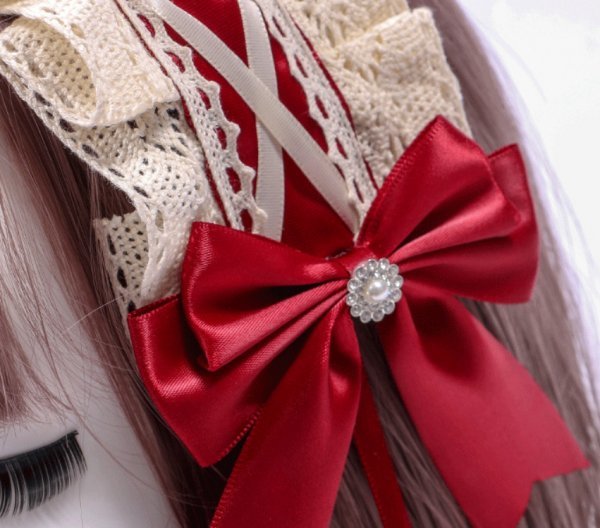  free shipping anonymity shipping * Katyusha head dress [ red red ] pretty hair ornament lady's cosplay ribbon Gothic and Lolita Lolita race 815301