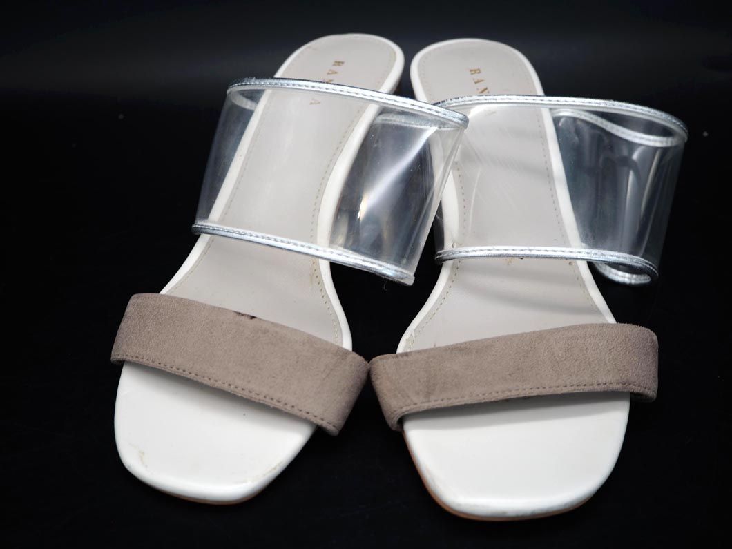RANDA Ran da замша style прозрачный сандалии sizeS(22.5cm примерно )/ серый ju#* * dfa6 женский 