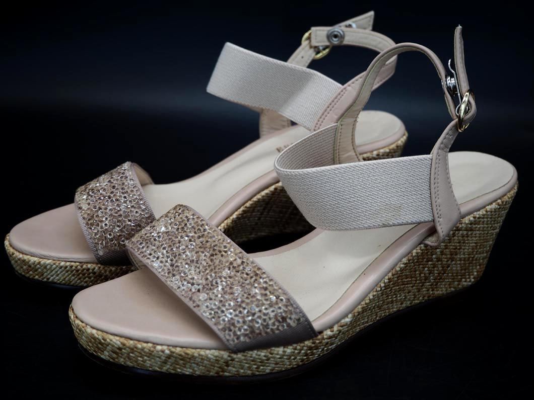 ESPERANZA Esperanza double belt Wedge sole sandals sizeM/ beige #* * dfa7 lady's 