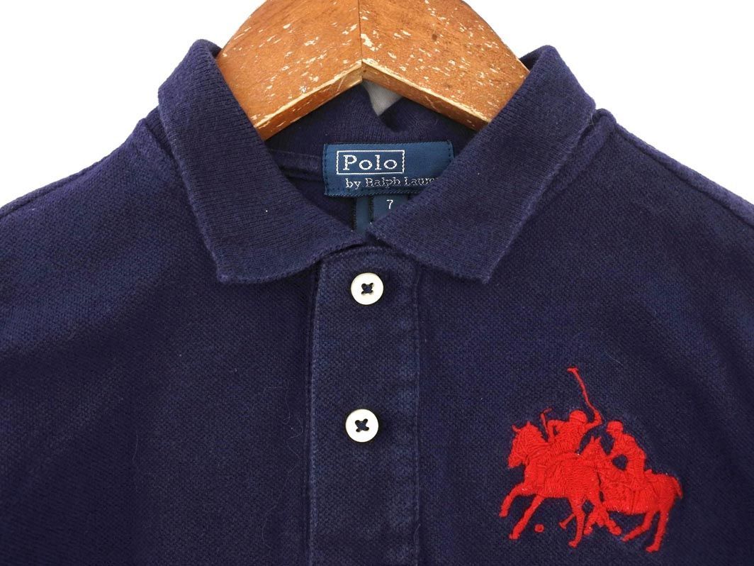 ネコポスOK POLO RALPH LAUREN ポロ ラルフローレン ビッグポニー ナンバリング ポロシャツ size7(120〜130cm)/紺 ■◆ ☆ dfa2 子供服_画像2