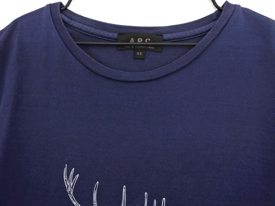  cat pohs OK A.P.C. A.P.C. print T-shirt sizeXS/ navy blue #* * dfa9 lady's 