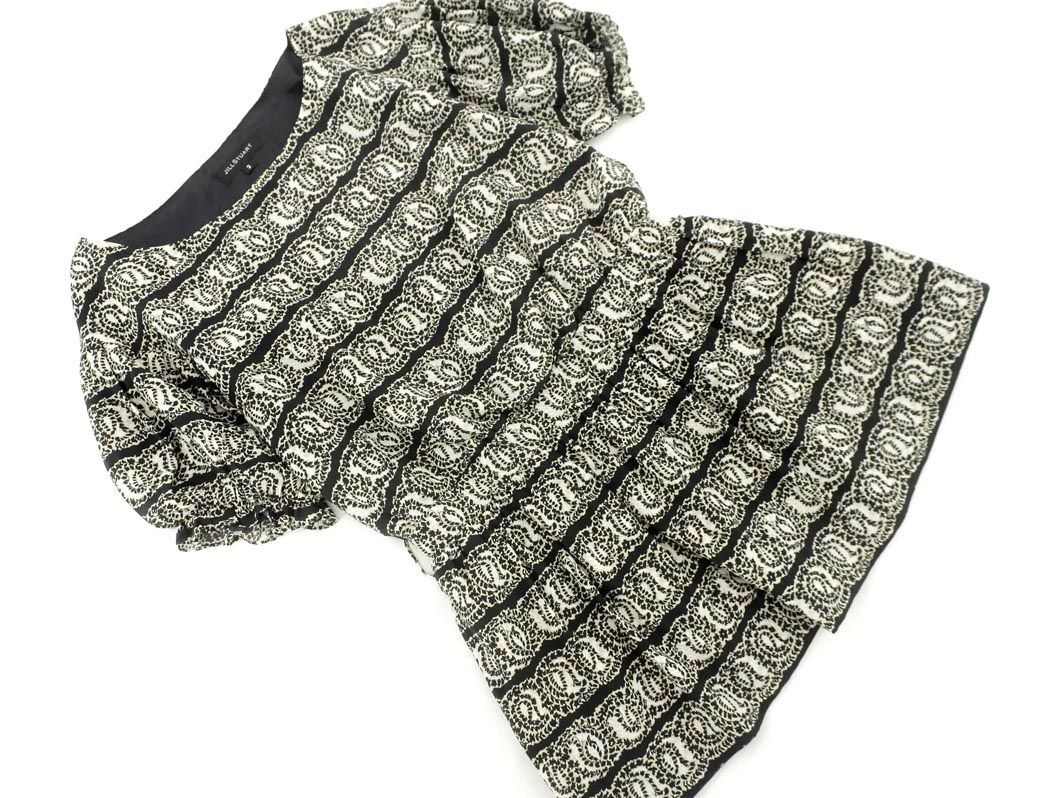  Jill Stuart silk . total pattern tunic One-piece size2/ black x beige #* * dfb6 lady's 