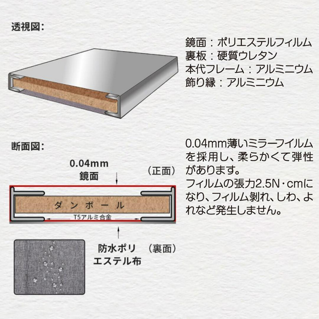 【新品】割れない鏡 スタンドミラー 全身鏡 幅60×高さ160cm スタンド付き（金）姿見 ヨガ 体操 ストレッチ トレーニングの画像9