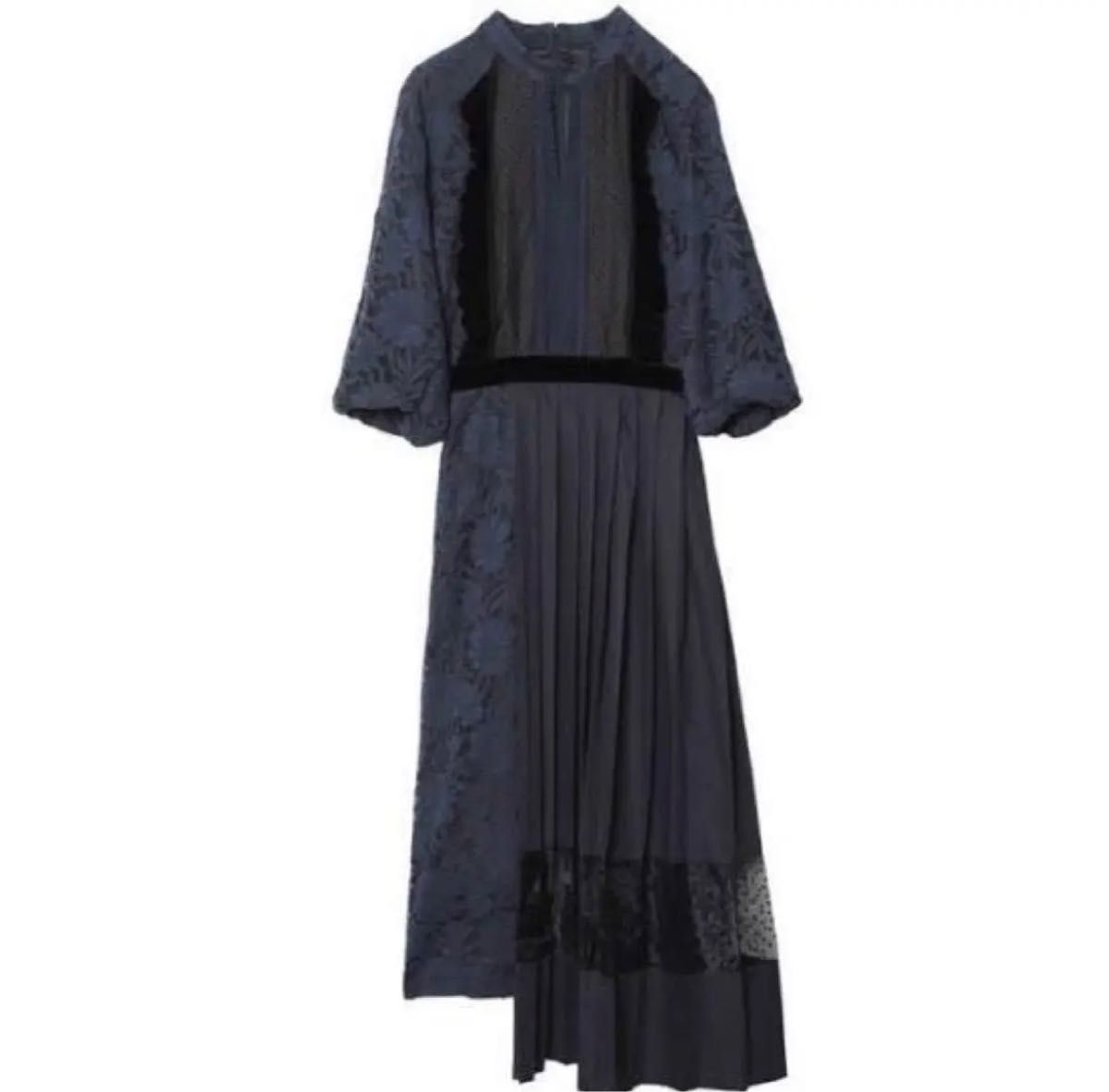 amerivintage完売品PLEATS DOCKING LACE DRESS