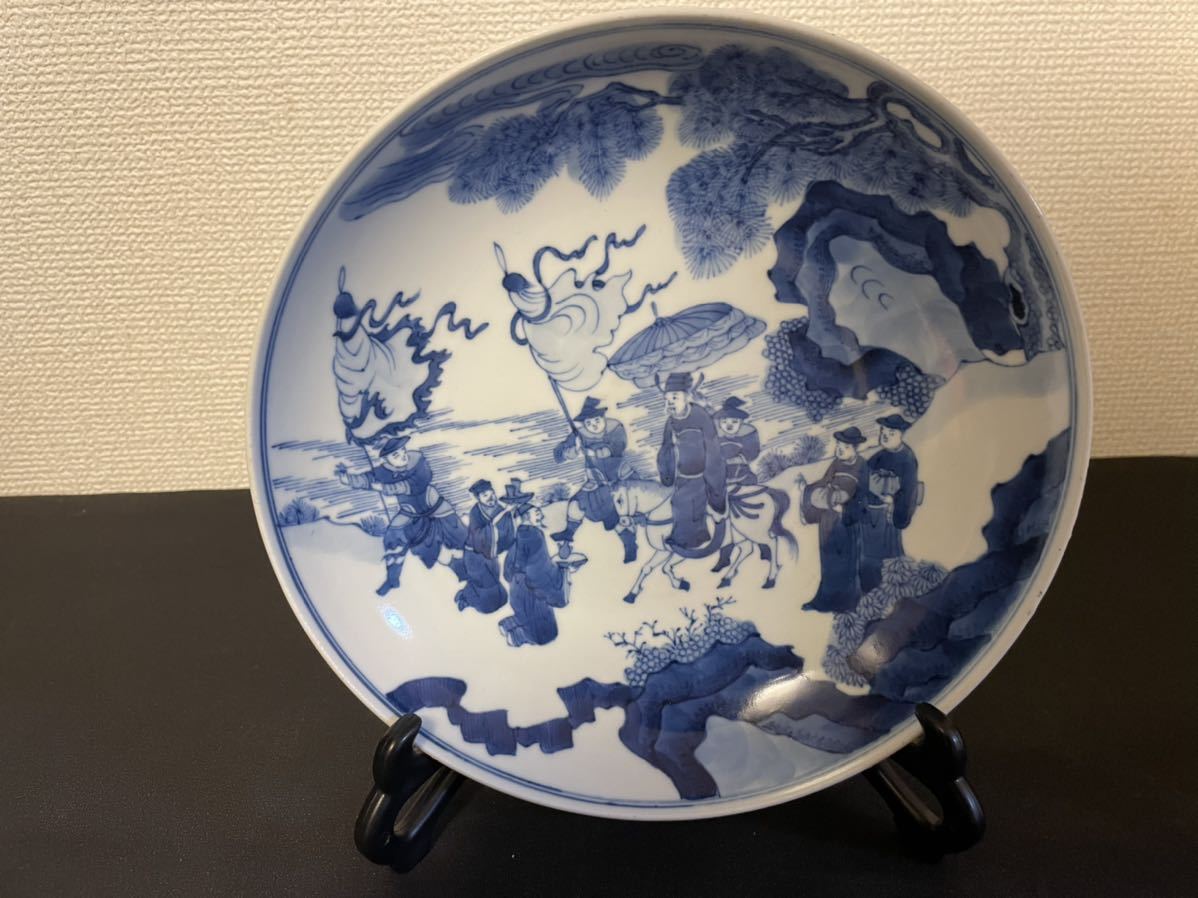 中国美術品 古玩　清時代　中期　玉堂佳器　染付大皿　道具　中皿 時代物　_画像3