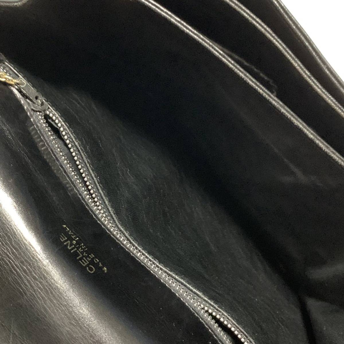 希少美品 CELINE セリーヌ 馬車金具 ショルダーバッグ レザー ブラック