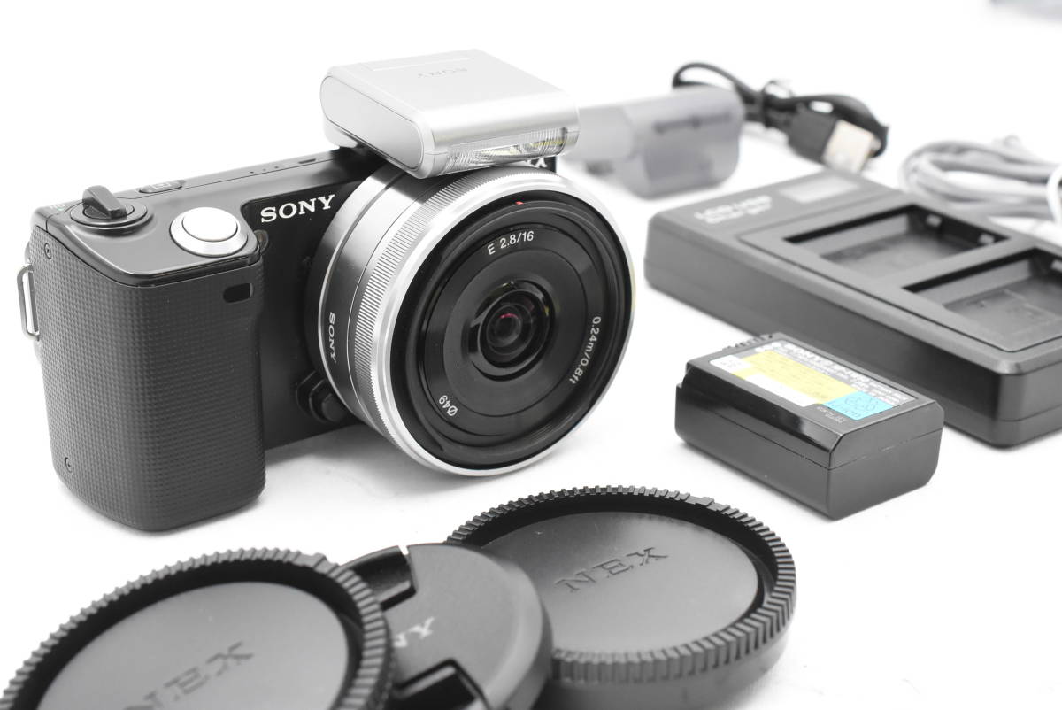 【人気商品！】 ブラックボディ NEX-5 α ソニー Sony コンパクトデジタルカメラ (t3401) レンズ F/2.8 16mm E + ソニー