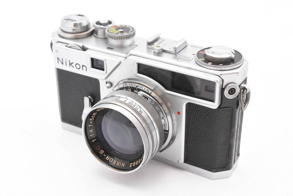 【防湿庫管理】ニコン Nikon SP レンジファインダー フィルムカメラ ボディ シルバー + NIKKOR-S.C 5cm 50mm f1.4 レンズ付き (t3371)_画像1