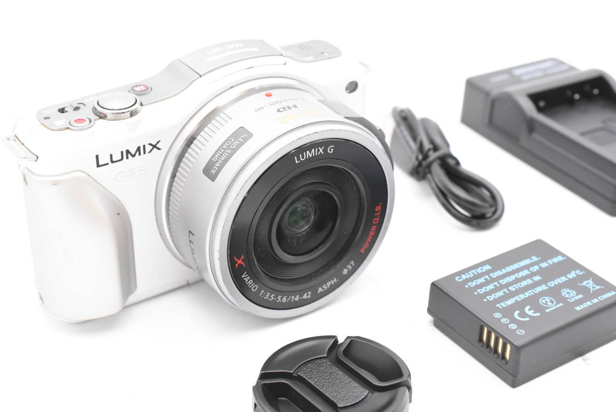 Panasonic パナソニック Lumix DMC-GF5 ホワイト + Lumix G X Vario 14-42mm F/3.5-5.6 ASPH. Power O.I.S. レンズ (t3515)
