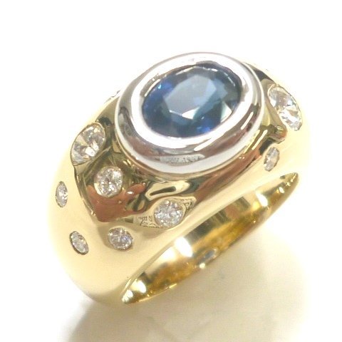 J◇K18 Pt900【新品仕上済】ダイヤモンド & サファイア リング 指輪 8号 イエローゴールド プラチナ diamond sapphire gold platinum ring